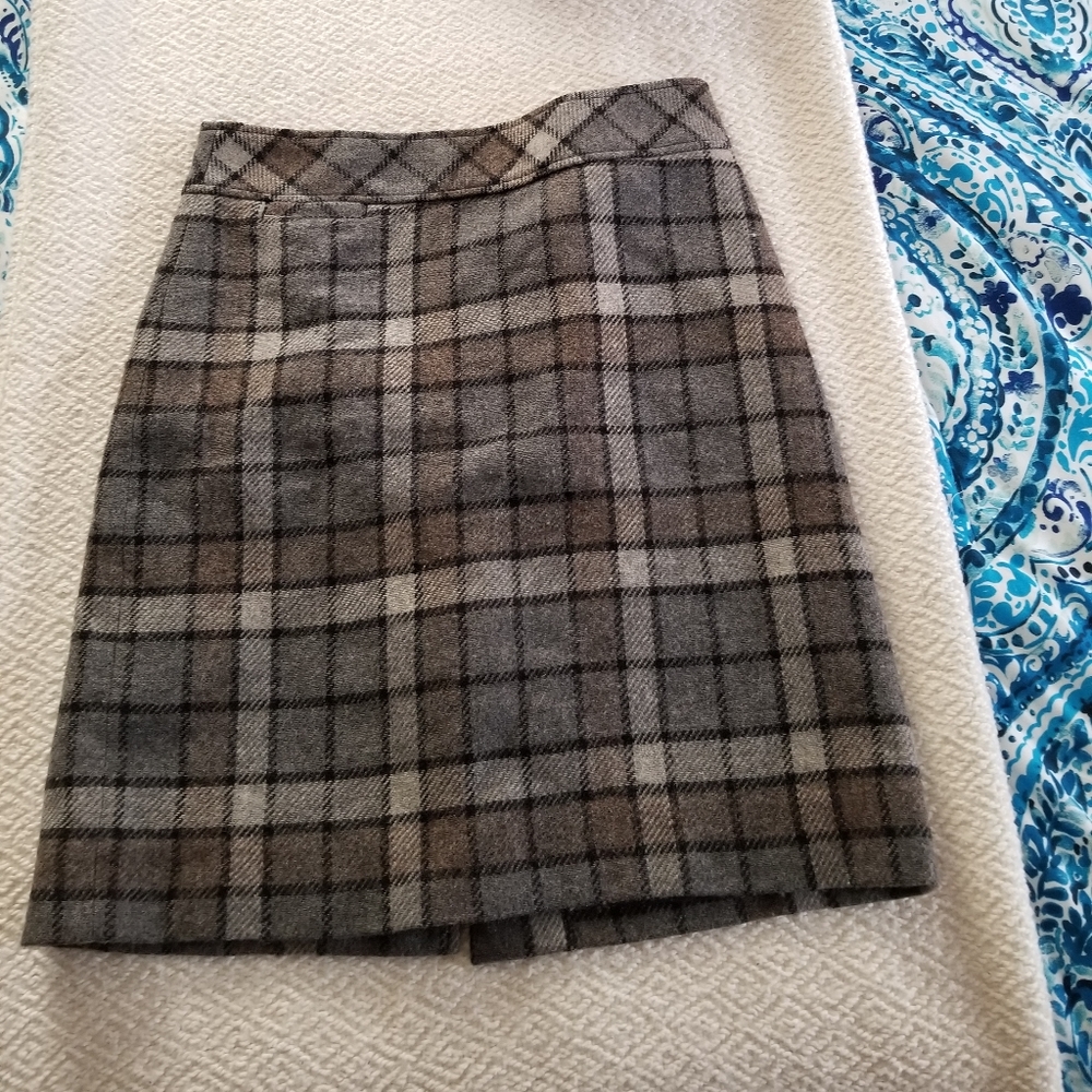 Plaid wool Skirt LLBean, size 12